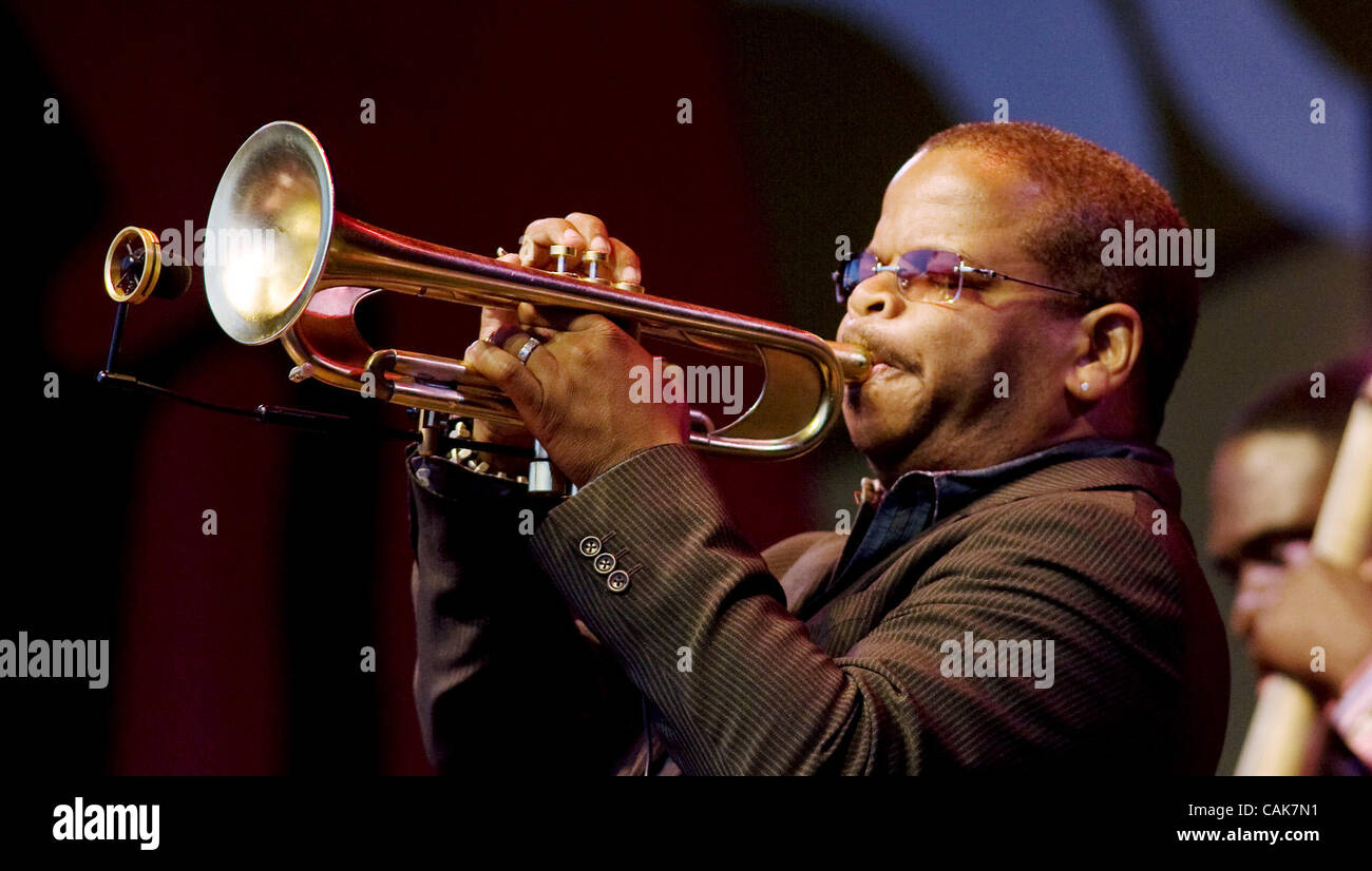 Trumpet player Terence Blanchard performs with the Monterey Jazz Festival 50th Anniversary All-Stars, at the annual Monterey Jazz Festival , in Monterey, Calif; Sunday, September 23, 2007 John Green/San Mateo County Times Stock Photo