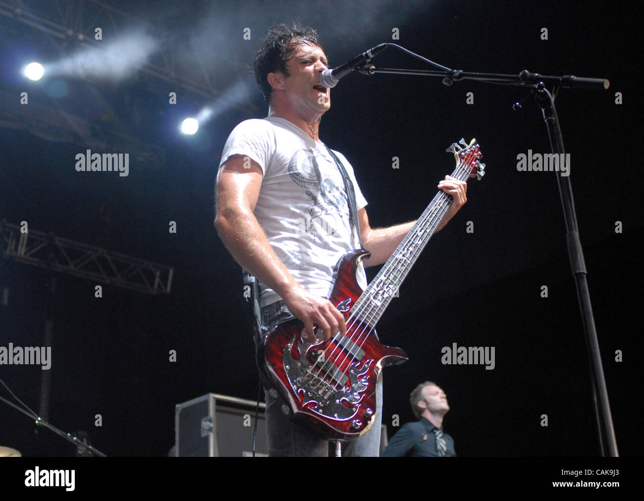 Sep. 26, 2007 Raleigh, NC; USA, Singer / Bass Guitarist JOHN COOPER of the  band Skillet performs live as there 2007 tour makes a stop at Walnut Creek  Amphitheater located in Raleigh.
