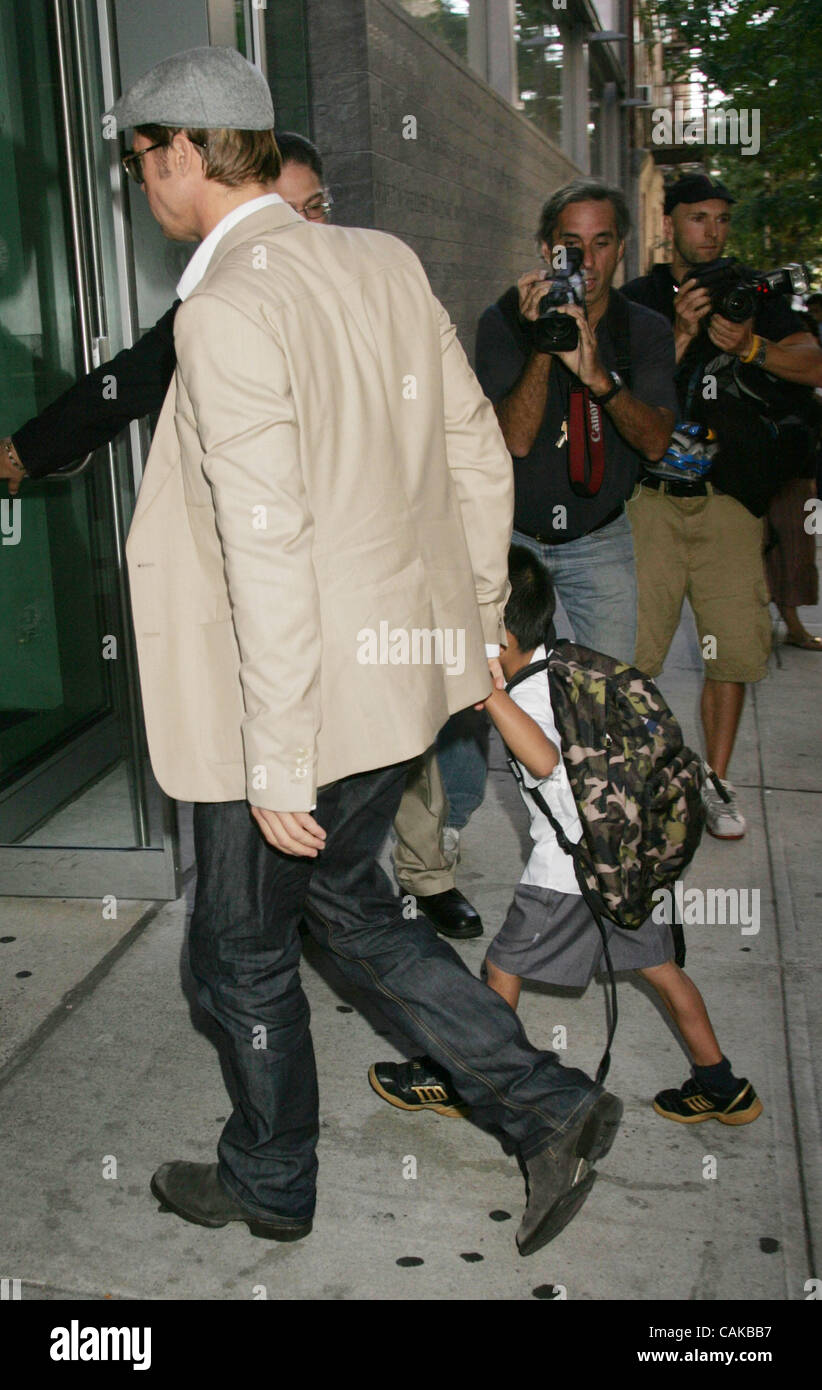 Sep 12, 2007 - New York, NY, USA - Actor BRAD PITT takes his son MADDOX  JOLIE-PITT