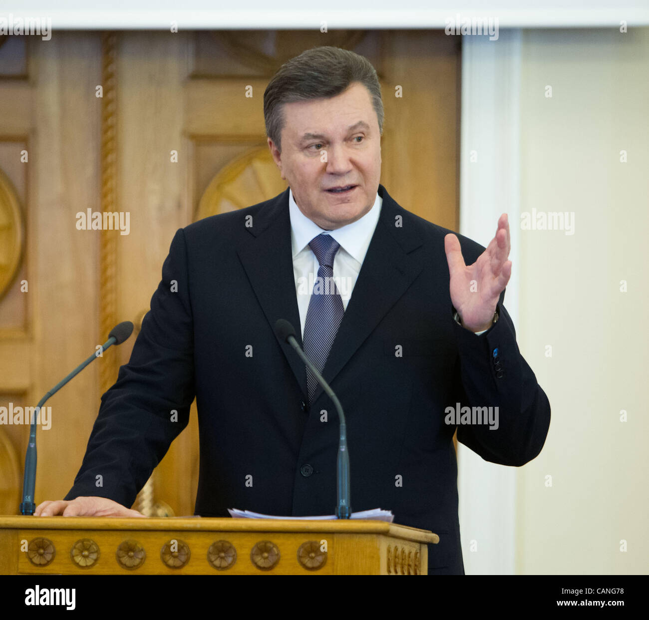 March 7, 2012 - Kiev, Russia - March 07,2012. Kiev,Ukraine.Ukrainian government session in Kyiv. Pictured: President of Ukraine Viktor Yanukovych at the government session. (Credit Image: © PhotoXpress/ZUMAPRESS.com) Stock Photo