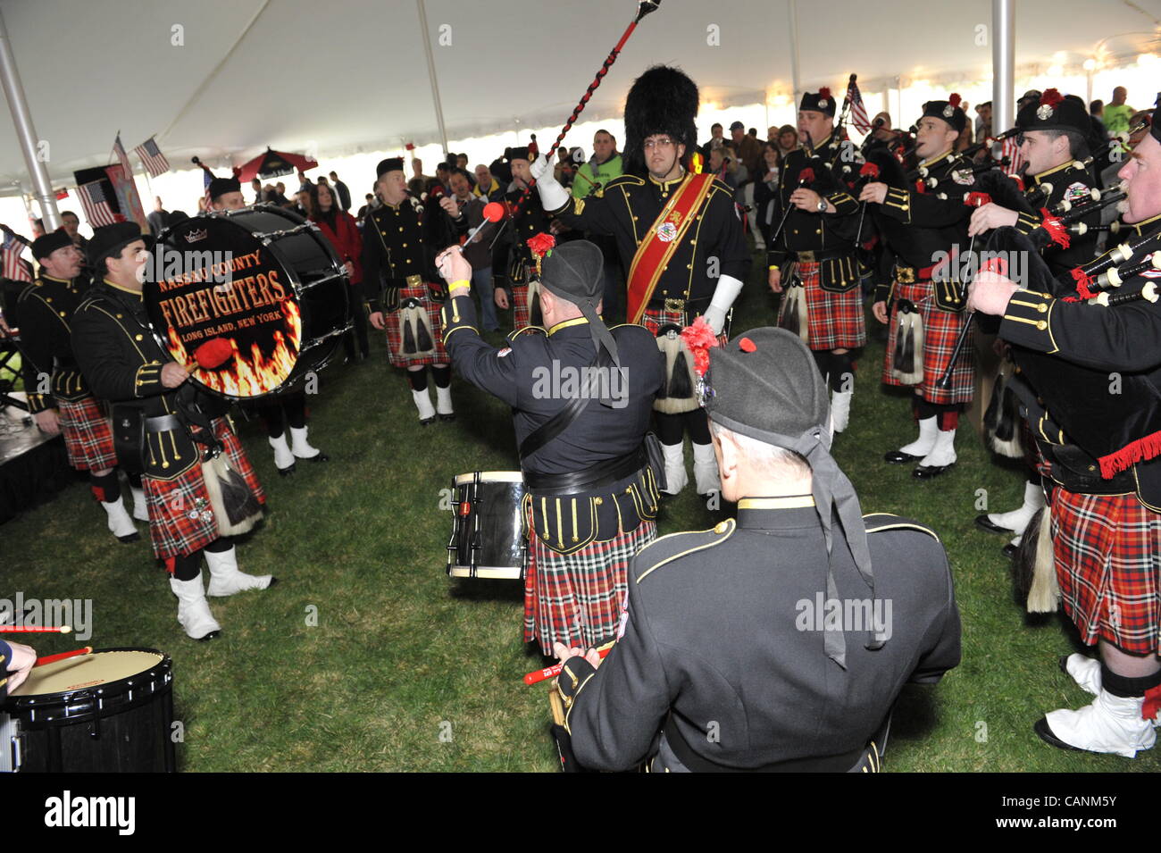 Nassau County Firefighters Pipes and Drums drummers and bagpipers