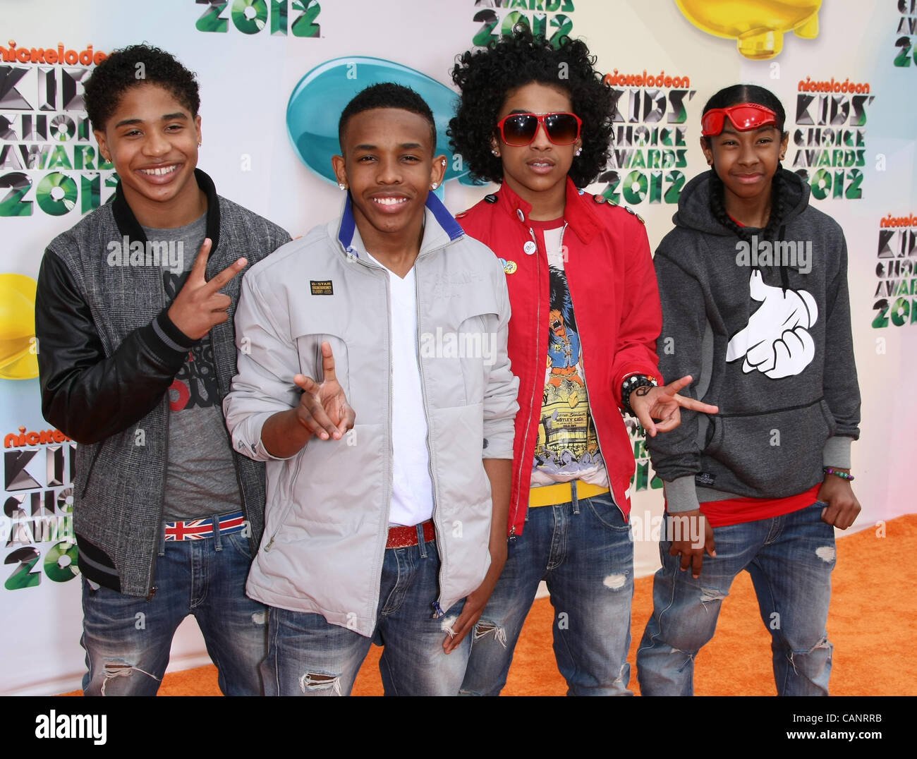 MINDLESS BEHAVIOR 25TH NICKELODEON KID'S CHOICE AWARDS DOWNTOWN LOS ANGELES CALIFORNIA USA 31 March 2012 Stock Photo