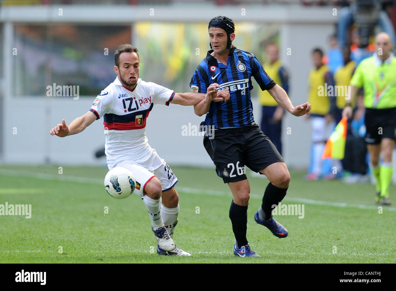 Fernando Belluschi (Genoa), Cristian Chivu (Inter), APRIL 1, 2012 -  Football / Soccer : Italian "Serie A" match between