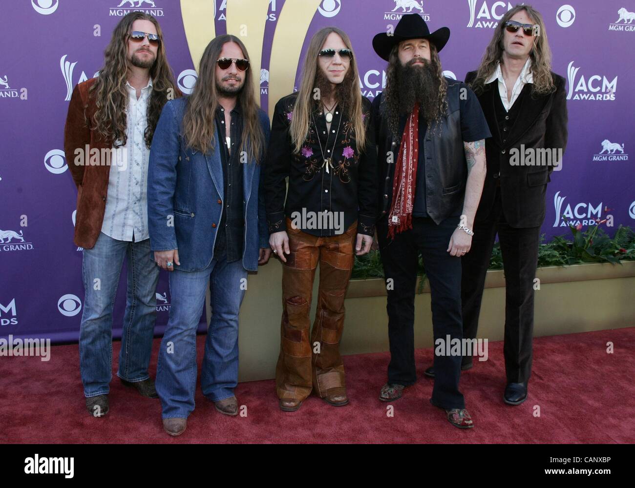 Brandon Still, Paul Jackson, Charlie Starr, Brit Turner, Richard Turner of Blackberry Smoke at arrivals for 47th Annual Academy of Country Music (ACM) Awards - ARRIVALS 2, MGM Grand Garden Arena, Las Vegas, NV April 1, 2012. Photo By: James Atoa/Everett Collection Stock Photo