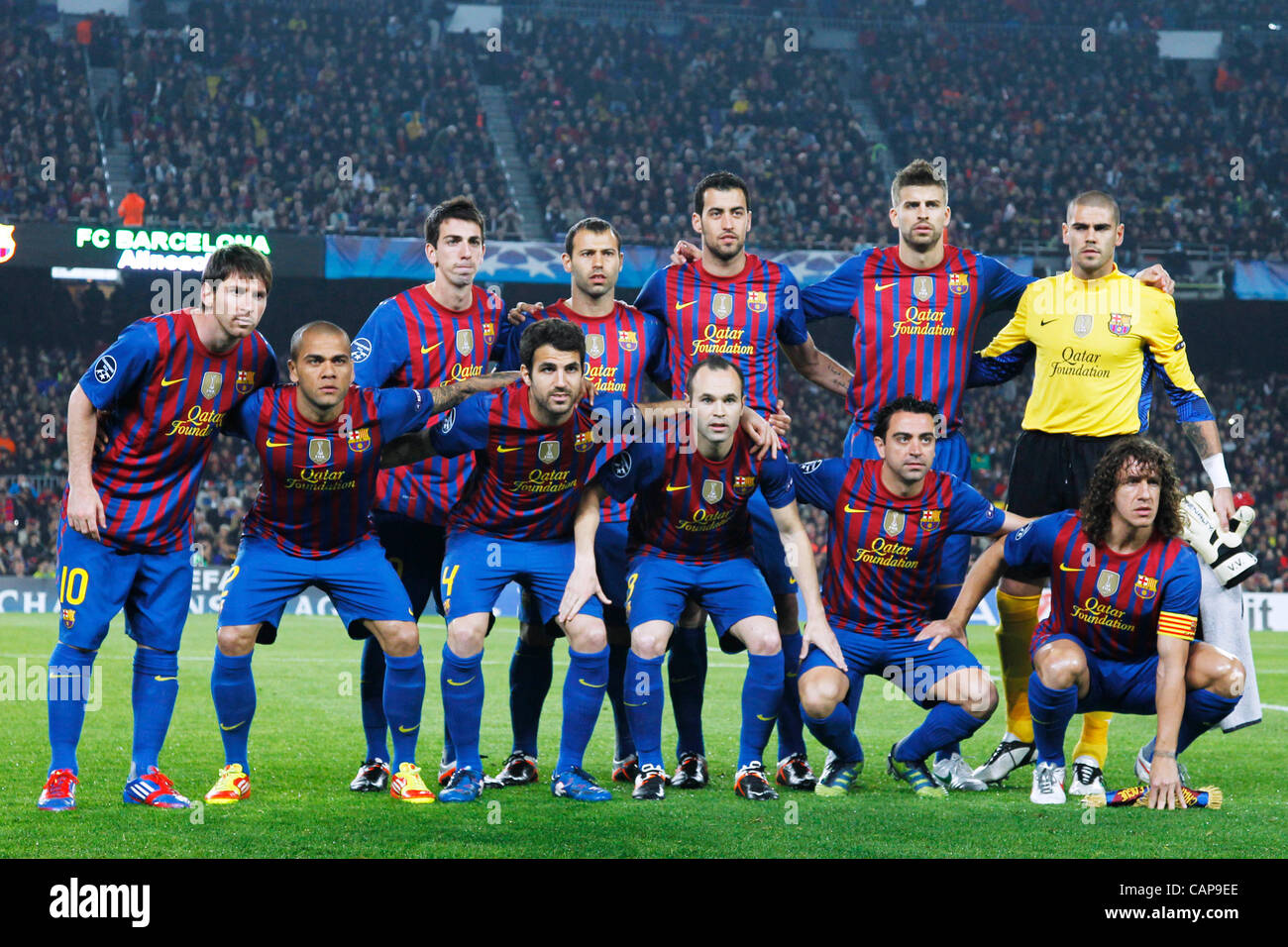 Barcelona team group line-up, APRIL 3, 2012 - Football / Soccer : UEFA Champions  League Quarter-final 2nd leg match between FC Barcelona 3-1 AC Milan at  Camp Nou stadium in Barcelona, Spain. (