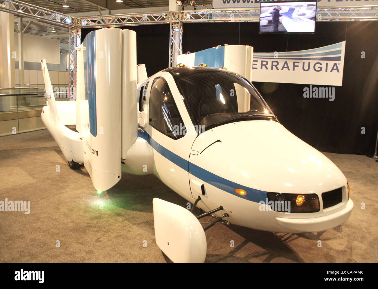 April 4, 2012 - New York, New York, U.S. - A view of the TERRAFUGIA TRANSITION car-airplane vehicle which is expected to retail for $279,000 on display  during the New York Auto Show at the Jacob Javits Center. (Credit Image: © Nancy Kaszerman/ZUMAPRESS.com) Stock Photo
