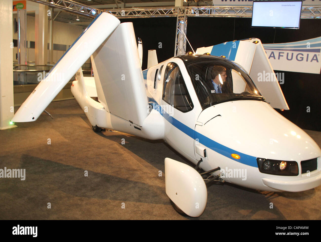 April 4, 2012 - New York, New York, U.S. - A view of the TERRAFUGIA TRANSITION car-airplane vehicle which is expected to retail for $279,000 on display  during the New York Auto Show at the Jacob Javits Center. (Credit Image: © Nancy Kaszerman/ZUMAPRESS.com) Stock Photo