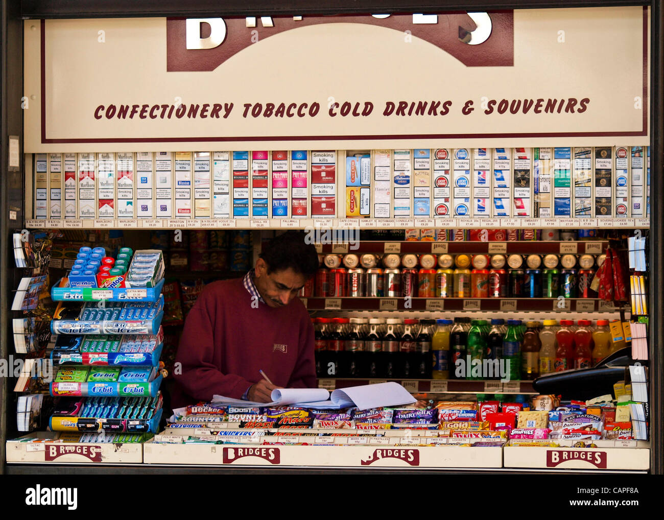 London, UK. 06/04/12. Tobacco still on display in a booth in Covent Garden. As from today