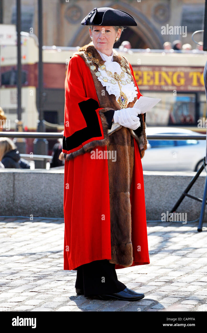 London, UK. 06 April, 2012. Lord Mayor of Westminster, Jan Prendergast at the Good Friday Procession of Witness from Methodist Central Hall, to Westminster Cathedral then to Westminster Abbey in London. Stock Photo