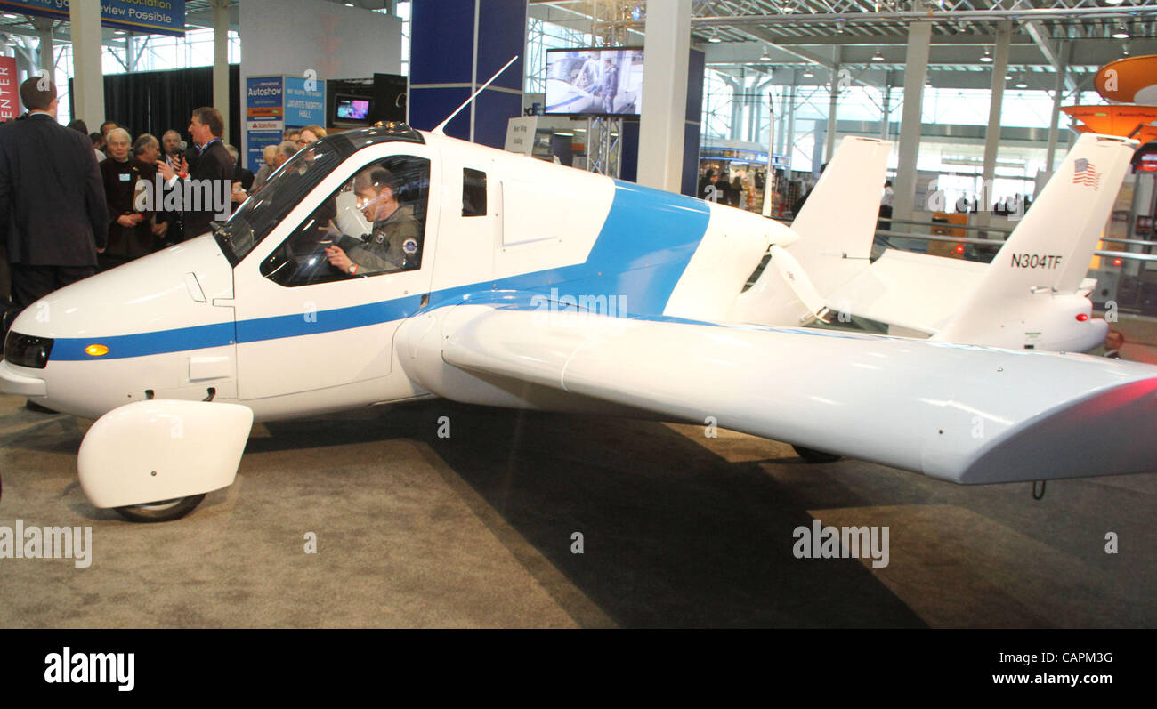 April 5, 2012 - New York, New York, U.S. - A view of the TERRAFUGIA TRANSITION car-airplane vehicle which is expected to retail for $279,000 on display  during the New York Auto Show at the Jacob Javits Center. (Credit Image: © Nancy Kaszerman/ZUMAPRESS.com) Stock Photo