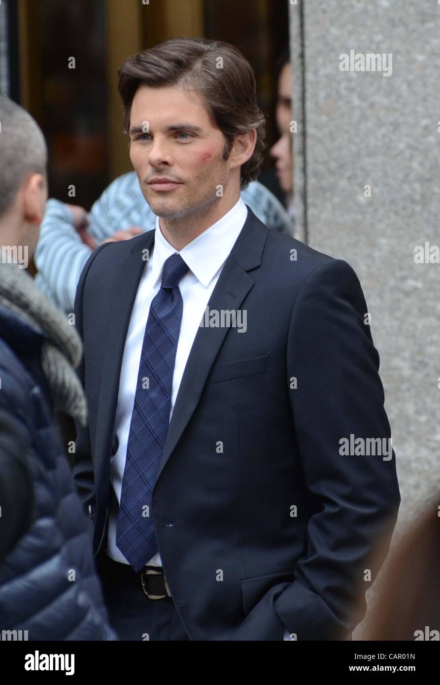 James Marsden on location film shoot for 30 ROCK Filiming On Location, 30 Rockefeller Center, New York, NB April 9, 2012. Photo By: Derek Storm/Everett Collection Stock Photo