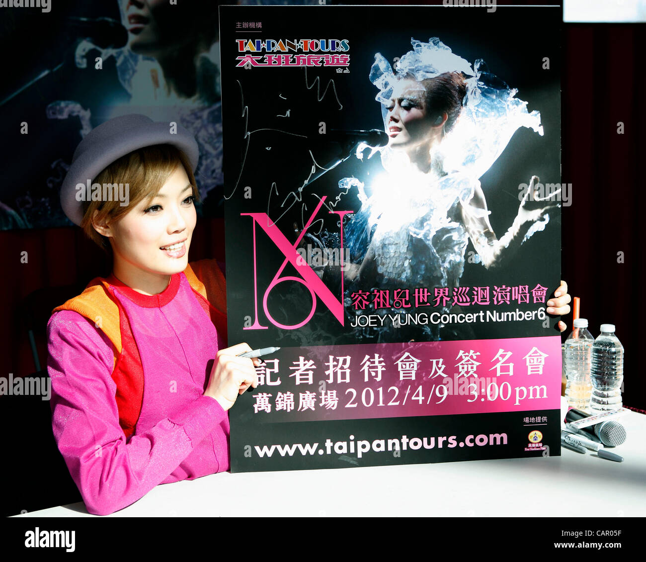 April 9, 2012 - Toronto, Canada - Hong Kong Cantopop singer and actress Joey Yung attends the Concert Number 6 press conference and autograph signing session at the First Markham Place. Yung is scheduled to perform at Casino Rama on April 10, 2012. (JKP/N8N) Stock Photo