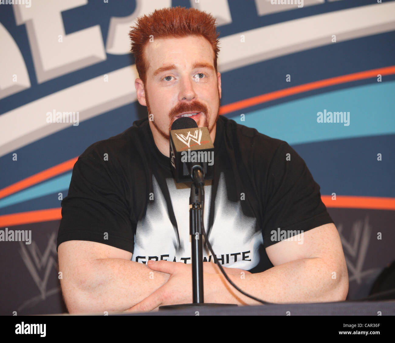 WWE Superstar Sheamus speaks to the media before Wrestlemania 28 in 