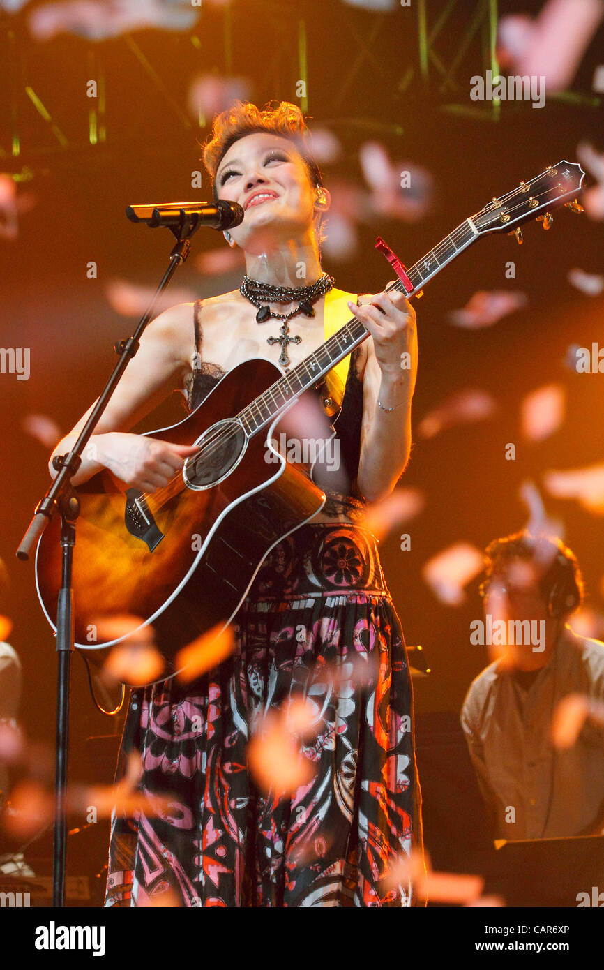 April 10, 2012 - Orillia, Canada - Hong Kong Cantopop singer Joey Yung performs at Casino Rama during her Concert Number 6 Tour.  (JKP/N8N) Stock Photo