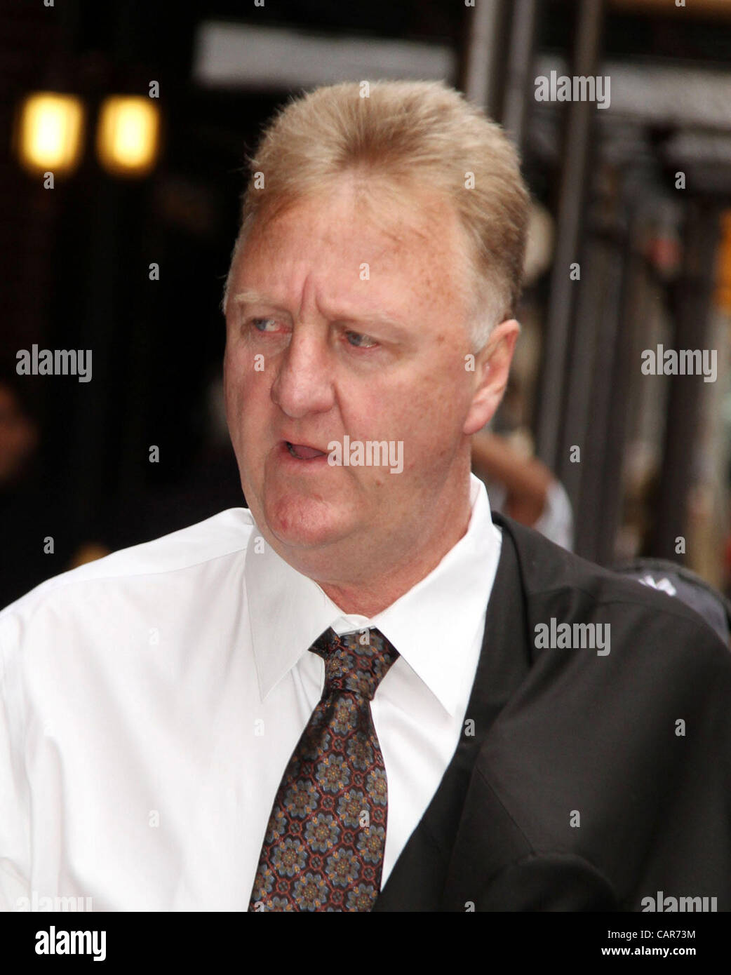 April 11, 2012 - New York, New York, U.S. - Former basketball player LARRY BIRD arrives for his appearance on 'The Late Show With David Letterman' held at the Ed Sullivan Theater. (Credit Image: © Nancy Kaszerman/ZUMAPRESS.com) Stock Photo