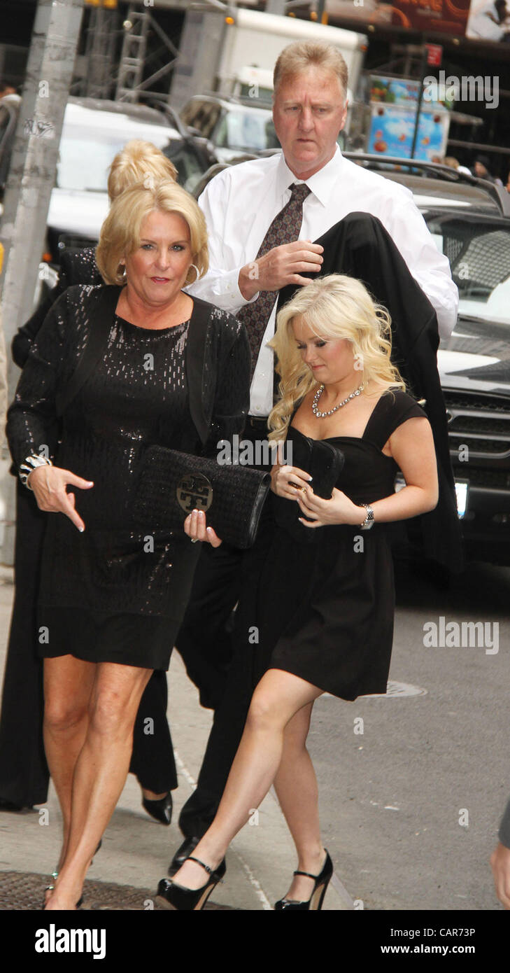 April 11, 2012 - New York, New York, U.S. - Former basketball player LARRY BIRD and FAMILY arrive for his appearance on 'The Late Show With David Letterman' held at the Ed Sullivan Theater. (Credit Image: © Nancy Kaszerman/ZUMAPRESS.com) Stock Photo