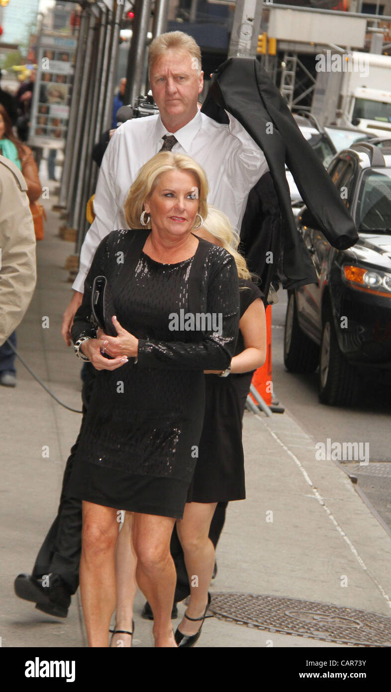 April 11, 2012 - New York, New York, U.S. - Former basketball player LARRY BIRD and FAMILY arrive for his appearance on 'The Late Show With David Letterman' held at the Ed Sullivan Theater. (Credit Image: © Nancy Kaszerman/ZUMAPRESS.com) Stock Photo