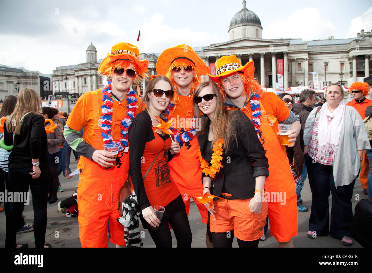 LONDON, UK, 14th Apr, 2012 The Holland House Dutch festival bought thousands of Dutch ex pats and Londoners to the square to celebrate Koninginnedag otherwise known as the Queens Day in the Netherlands. Stock Photo