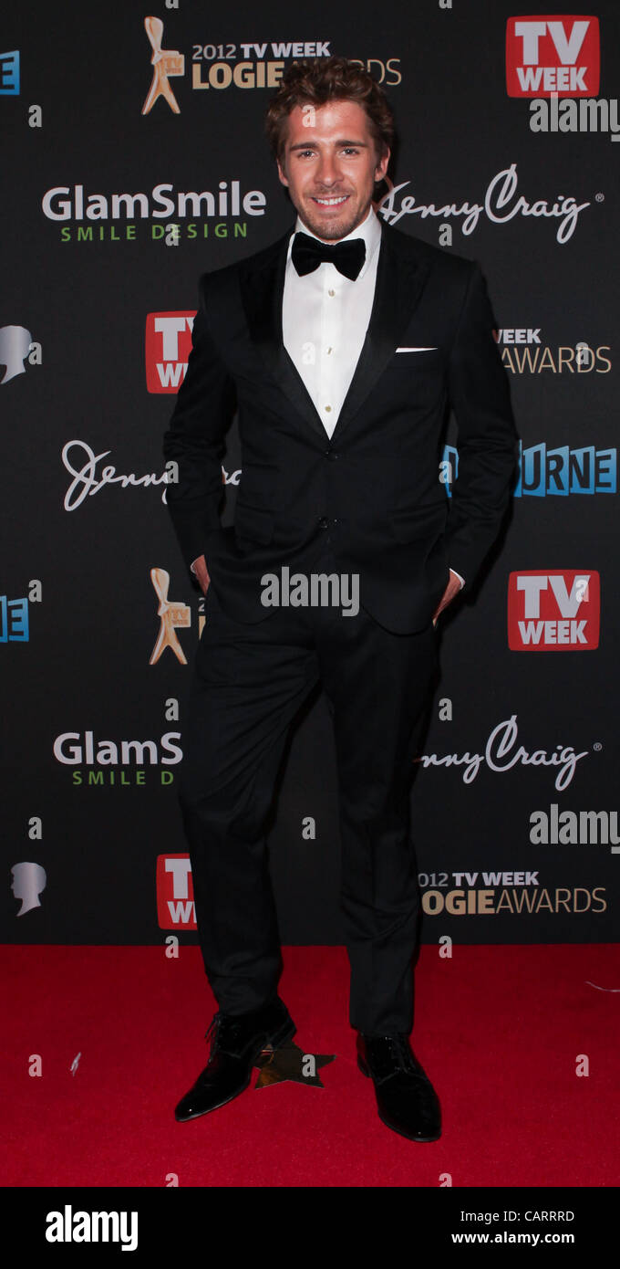 Hugh Sheridan on the red carpet at the Logie Awards, Melbourne April 15, 2012. Stock Photo