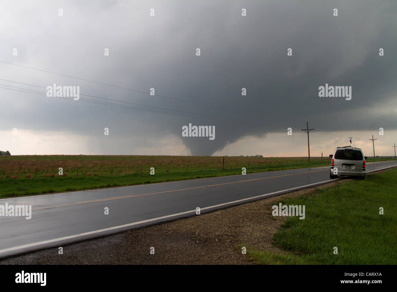 Wedge tornado SW of Salina Kansas near Langley KS, Saturday April 14 2012 Stock Photo