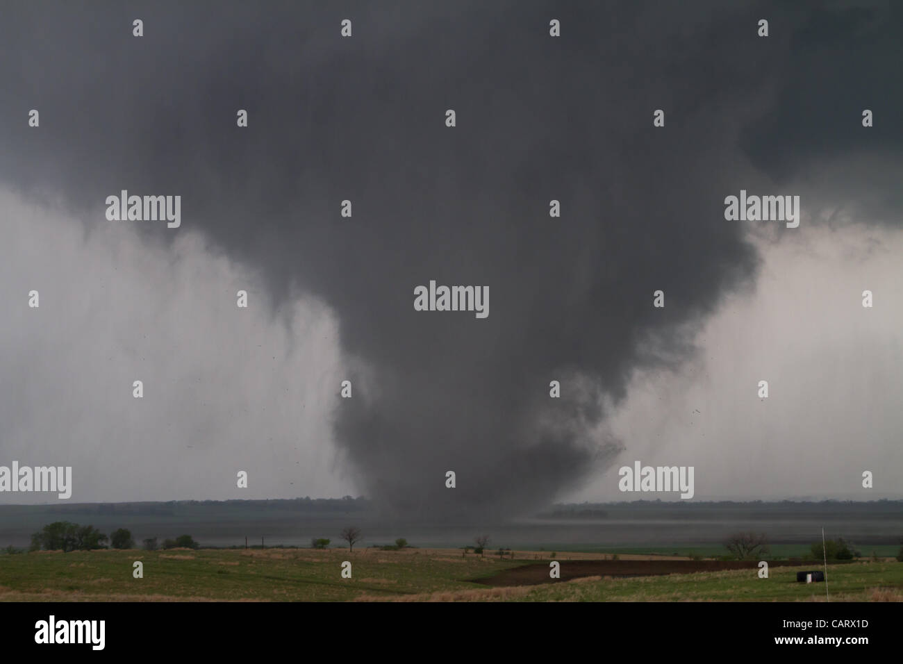 Large EF-4 Tornado in Langley Kansas, SW of Salina KS, Saturday April 14 2012 Stock Photo