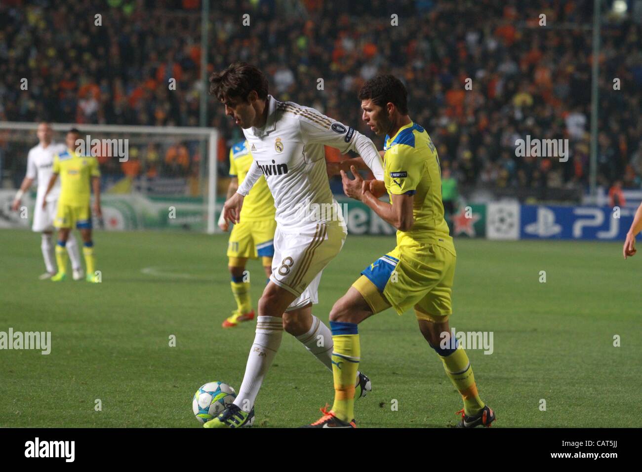 Kaka and Paolo Jorge during the UEFA Champions League quarter final match between Apoel and Real Madrid at GSP stadium on 27th of March in Nicosia, Cyprus Stock Photo