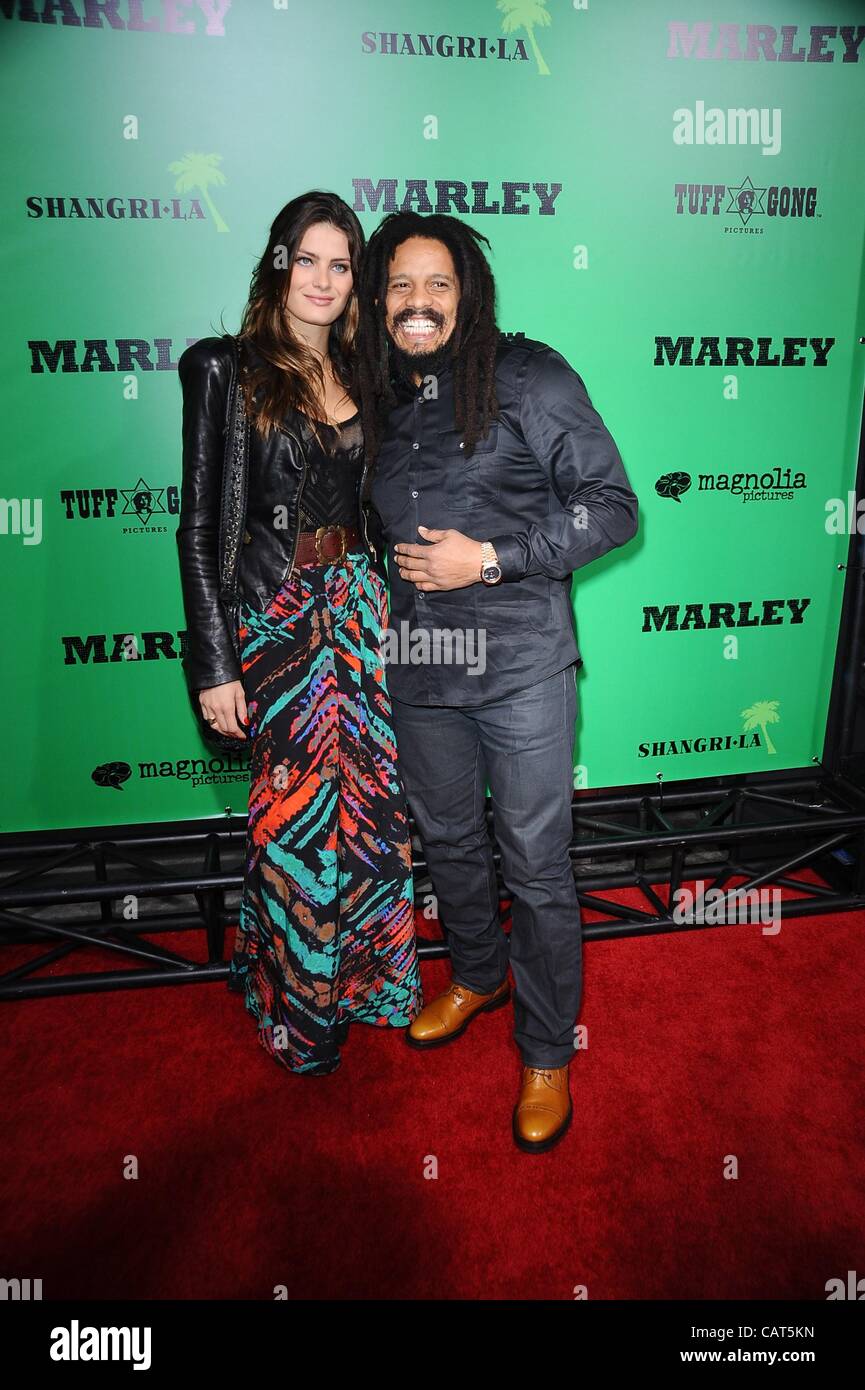 Rohan Marley, Isabella Fonta at arrivals for MARLEY Premiere, ArcLight Cinerama Dome, Los Angeles, CA April 17, 2012. Photo By: Tony Gonzalez/Everett Collection Stock Photo