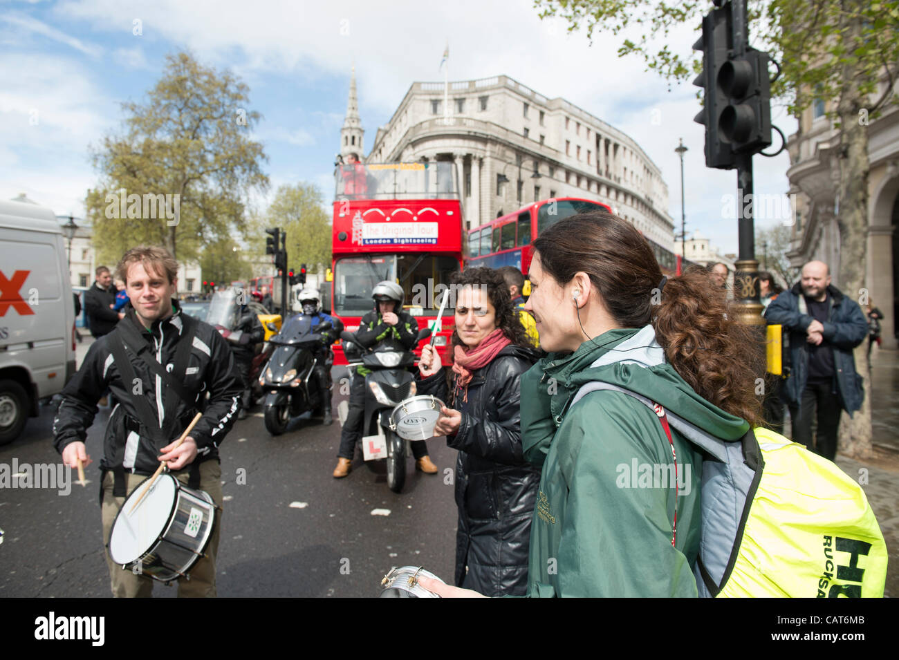 18th April 2012, Trafalgar Square,London. Disabled people block the