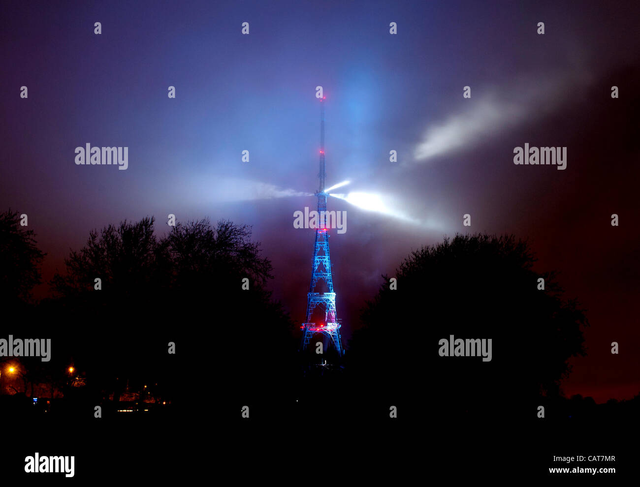 London, UK. 18 April, 2012. Laser light show at the Crystal Palace