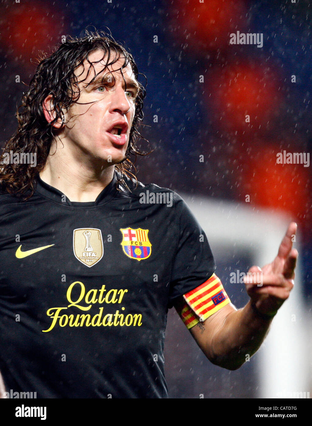 18.04.2012. Stamford Bridge, Chelsea, London. Carles Puyol of  FC Barcelona during the Champions League Semi Final 1st  leg match between Chelsea and Barcelona  at Stamford Bridge, Stadium on April 18, 2012 in London, England. Stock Photo