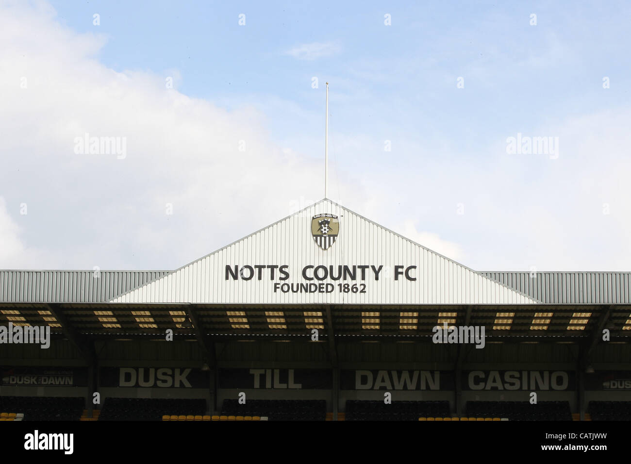 21.04.2012 Nottingham, England. Notts County versus Bury. Meadow Lane is the worlds oldest Football League Club Stock Photo