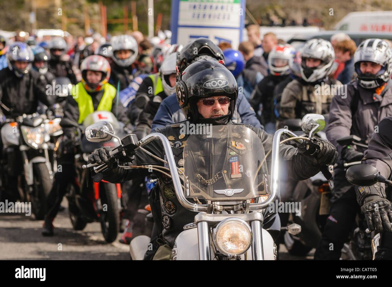 Lots of bikers on motorcycles during a charity rideout Stock Photo Alamy