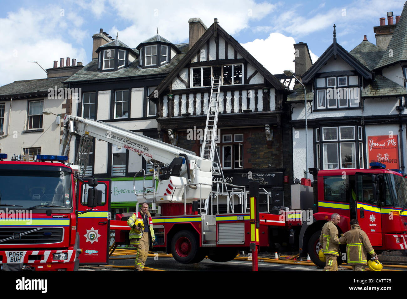 Sunday 22nd April 2012 Bowness on Windermere 8 fire engines deal with