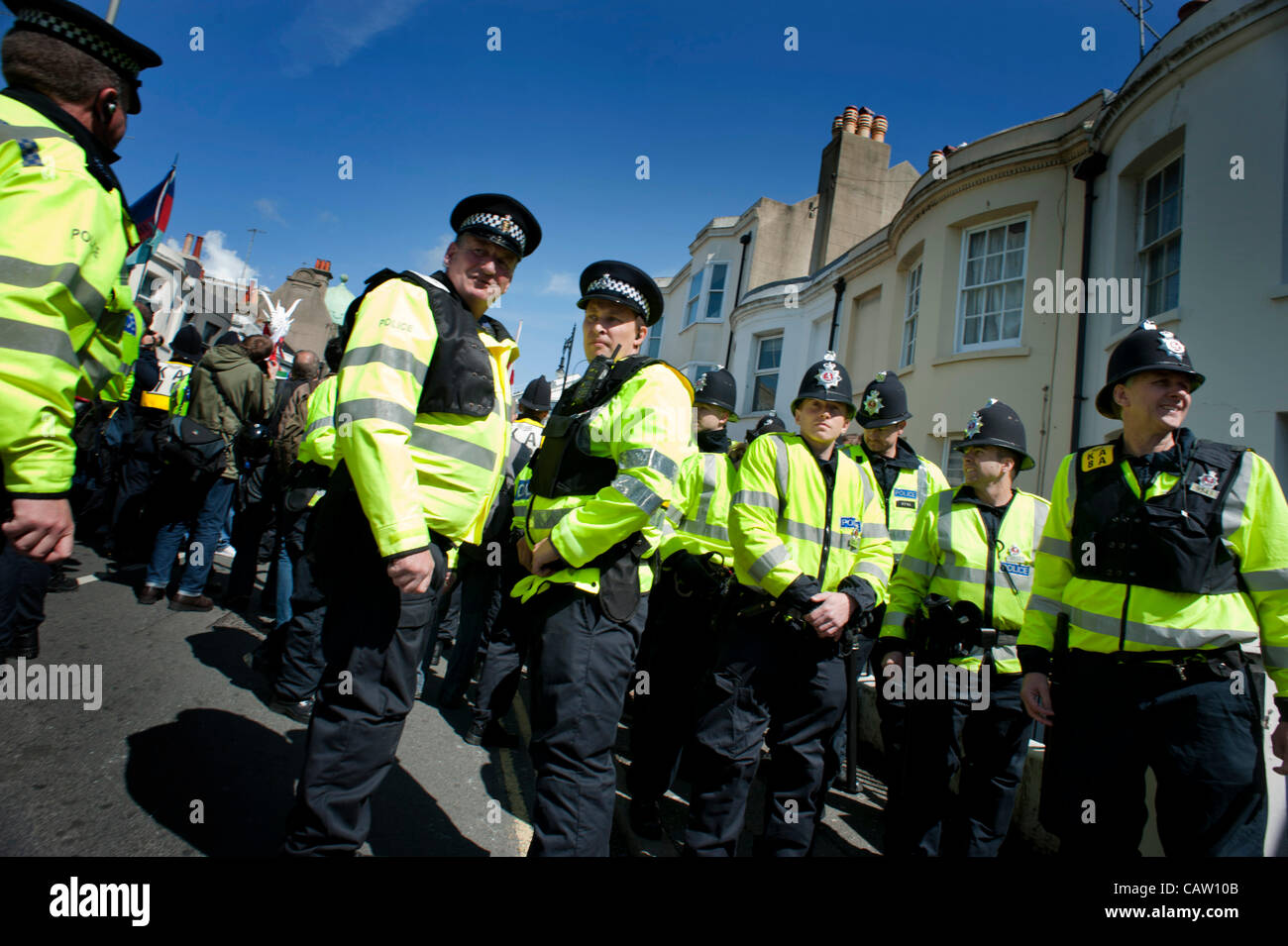 The English Defence League's March For England, in Brighton. Stock Photo