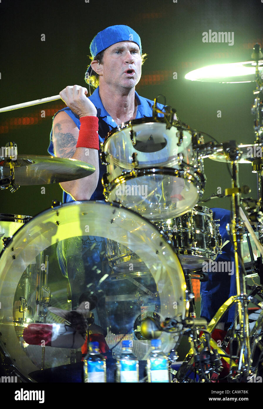 Apr. 04, 2012 Raleigh, North Carolina; USA Drummer CHAD SMITH of