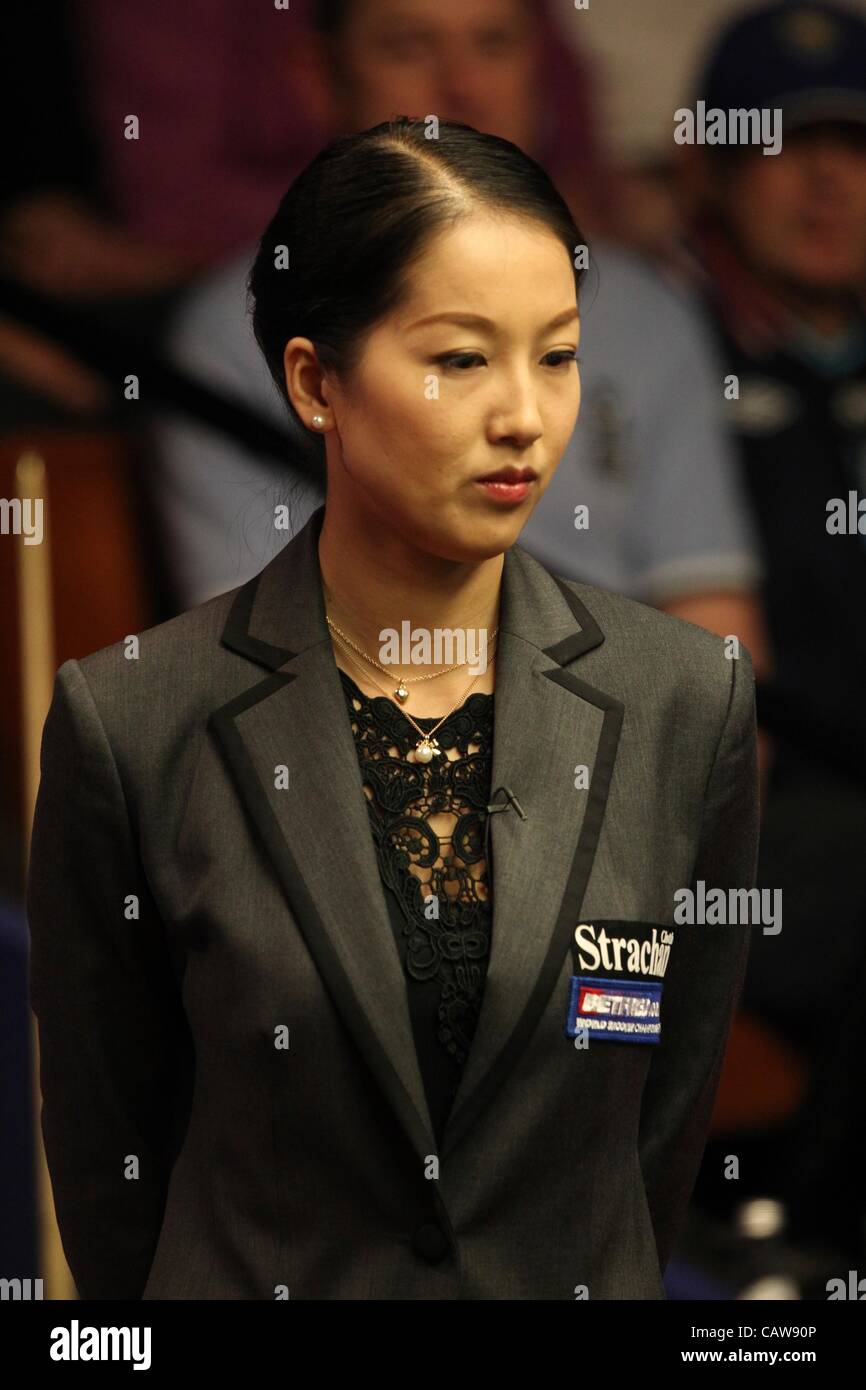 25.04.2012, Sheffield, England. Zhu Ying (referee) watching play during