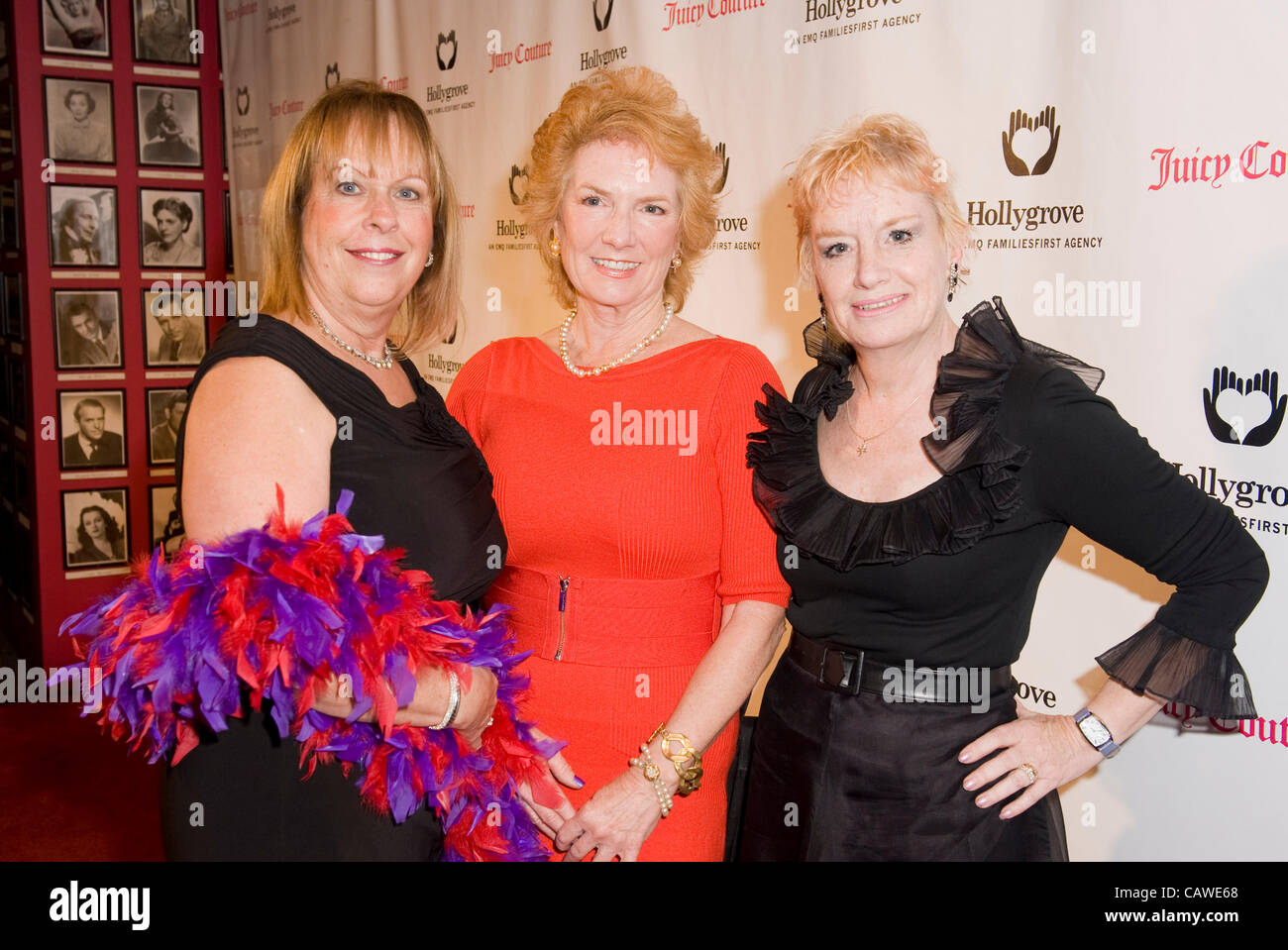 April 25, 2012 - Hollywood, California, U.S. - Hollygrove Board members MARION PLATO, MARY WOODWARD & ROSEMARY LORD  pose on the red carpet at the Hooray  For  Hollygrove  Event  Celebrating 100 Years in  Hollywood  at  The  Hollywood  Museum. (Credit Image: © Lisa Rose/ZUMAPRESS.com) Stock Photo
