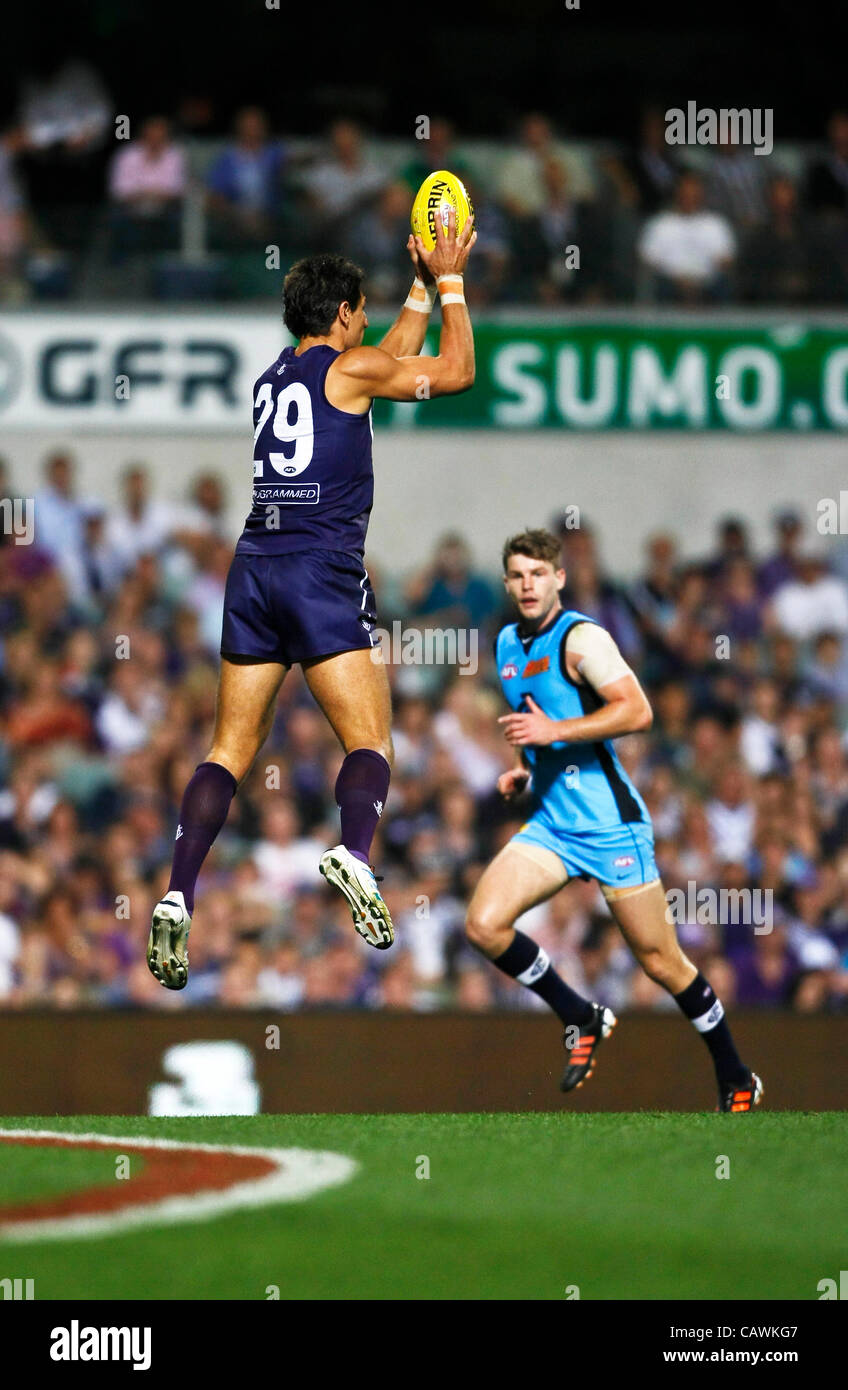 27.04.2012 Subiaco, Australia. Fremantle v Carlton. Matthew Pavlich in action during the Round 5 game played at  Patersons Stadium. Stock Photo