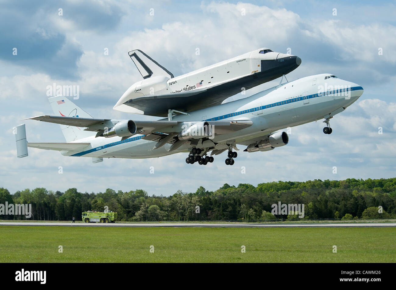 The NASA Space shuttle Enterprise mounted atop a NASA 747 Shuttle