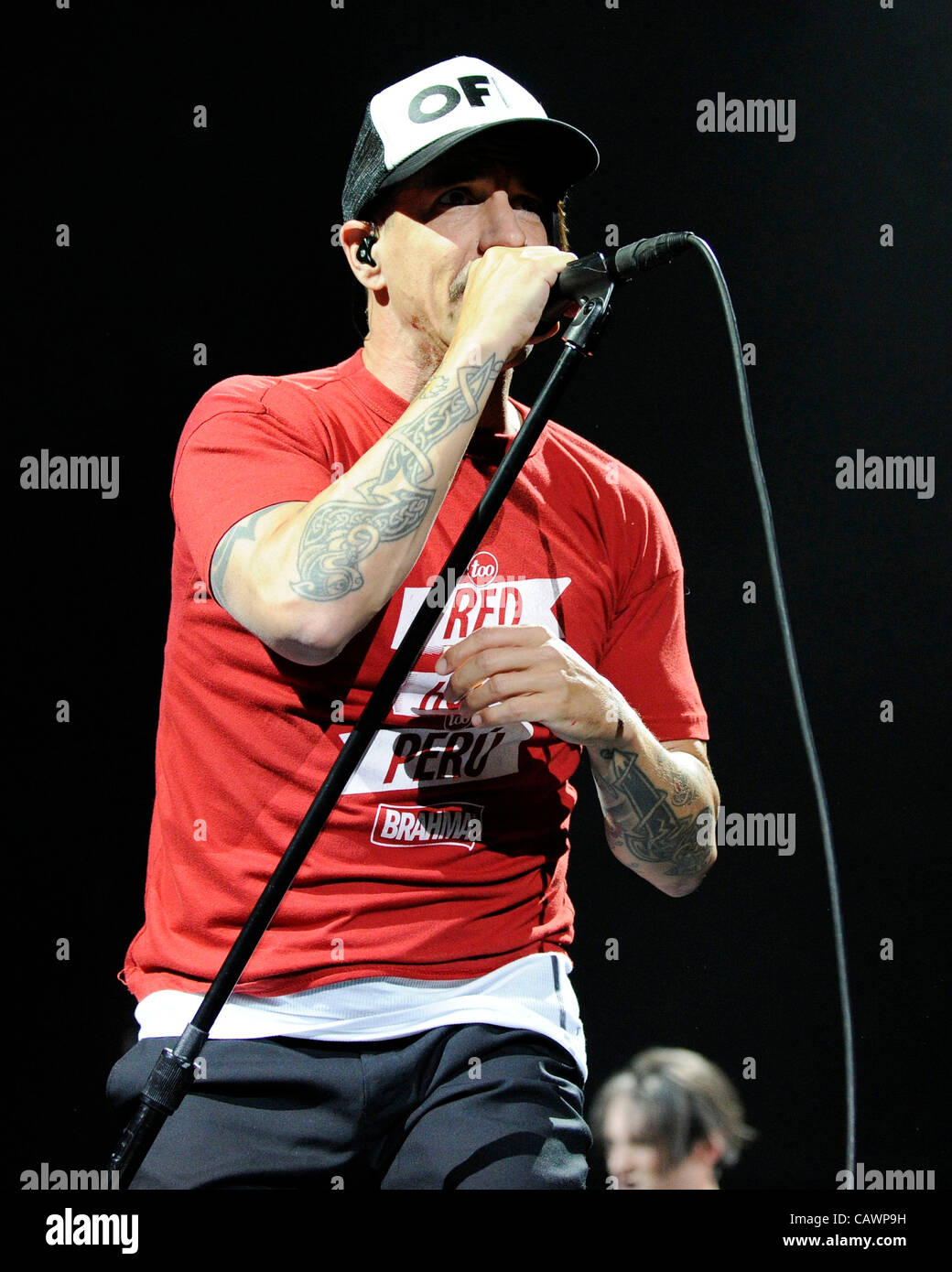 Red hot chili peppers lead singer anthony kiedis performs hires stock