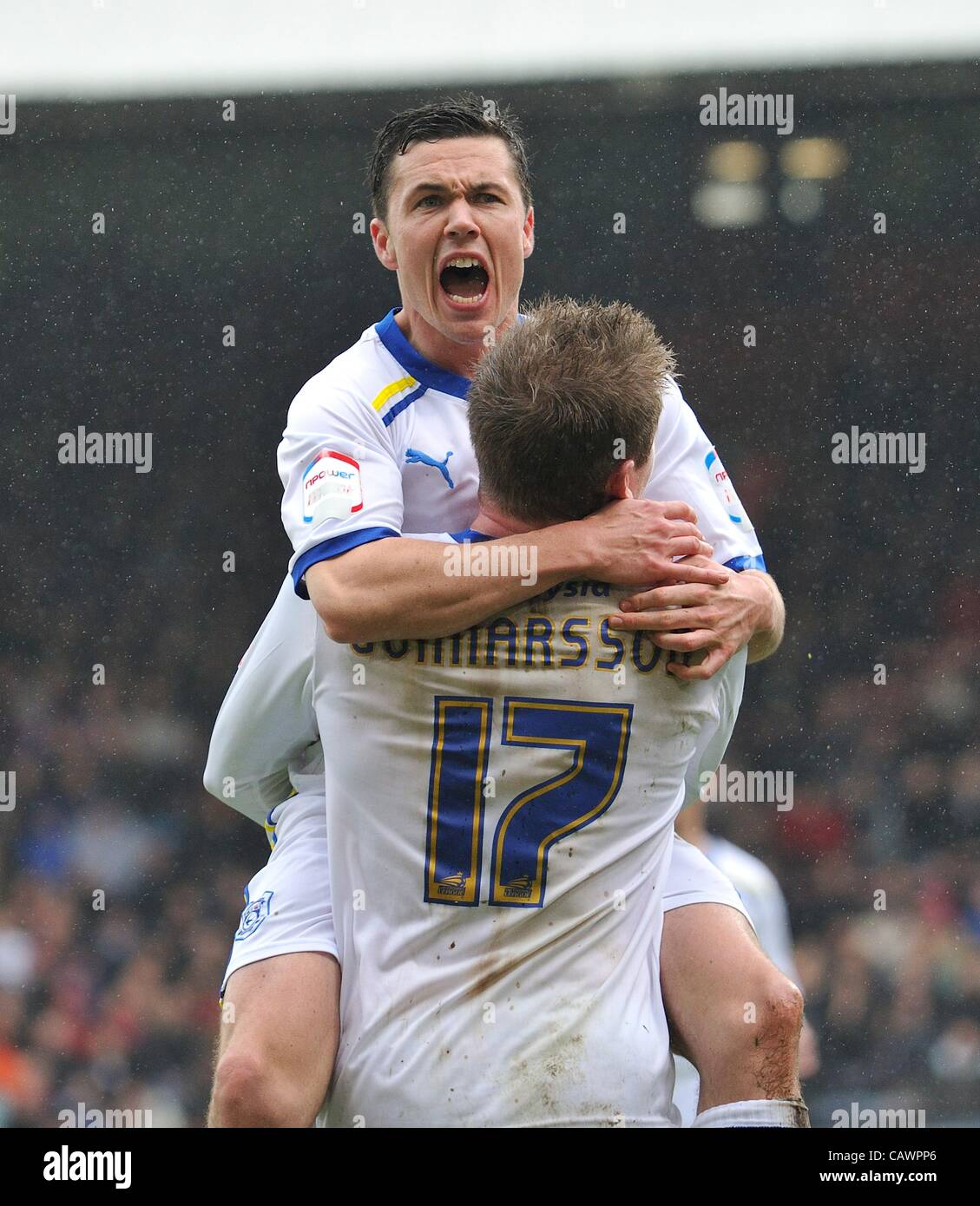 28.04.2012 London, England.  Don Cowie celebrates Cardiff's second goal. Crystal Palace v Cardiff City during the NPower Championship game played at Selhurst Park. Stock Photo