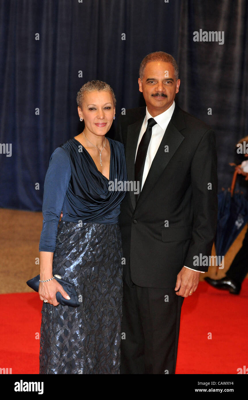 April 28, 2012 - Washington, District of Columbia, U.S. - United States Attorney General ERIC HOLDER and his wife, Dr. SHARON MALONE, MD during red carpet arrivals at the White House Correspondents Association Dinner at the Hilton Hotel, Washington D.C. (Credit Image: © Tina Fultz/ZUMAPRESS.com) Stock Photo