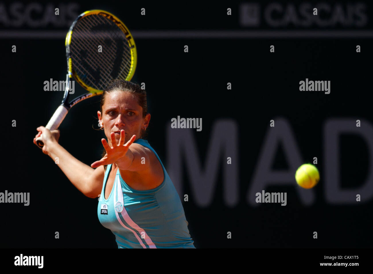 30.04.2012 Lisbon, Portugal. Roberta Vinci (ITA) (pictured) defeated Nina Bratchikova (RUS) by 6-1, 1-6 and 6-4 of the first round of the Estoril open. Stock Photo