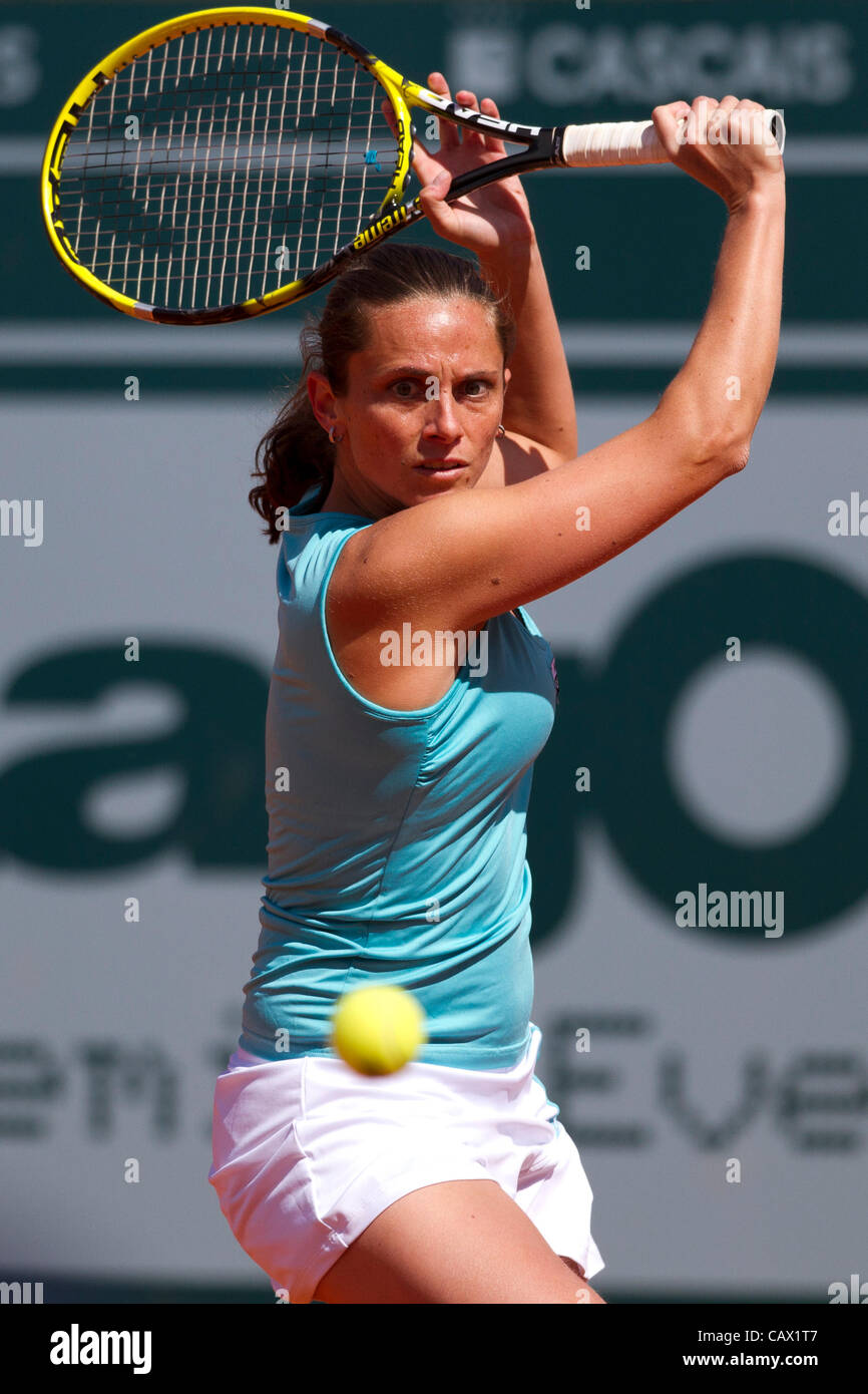 30.04.2012 Lisbon, Portugal. Roberta Vinci (ITA) (pictured) defeated Nina Bratchikova (RUS) by 6-1, 1-6 and 6-4 of the first round of the Estoril open. Stock Photo