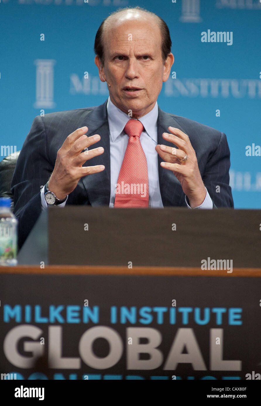 April 30, 2012 - Beverly Hills, California, USA - Michael Milken, Chairman, Milken Institute at the panel discussion entitled 'Mike Milken Interviews Eike Batista and T. Boone Pickens'  during the Milken Institute Global Conference held Monday, April 30 2012 at the Hilton Hotel in Beverly Hills, Cal Stock Photo