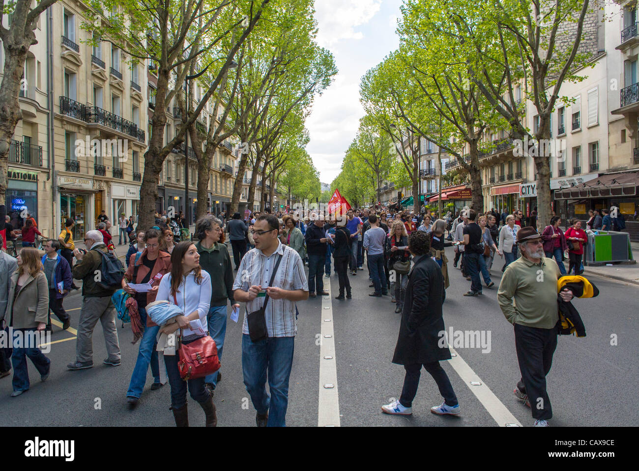 Paris, France, Crowd Scene, French Families, Demonstrate in Street, at