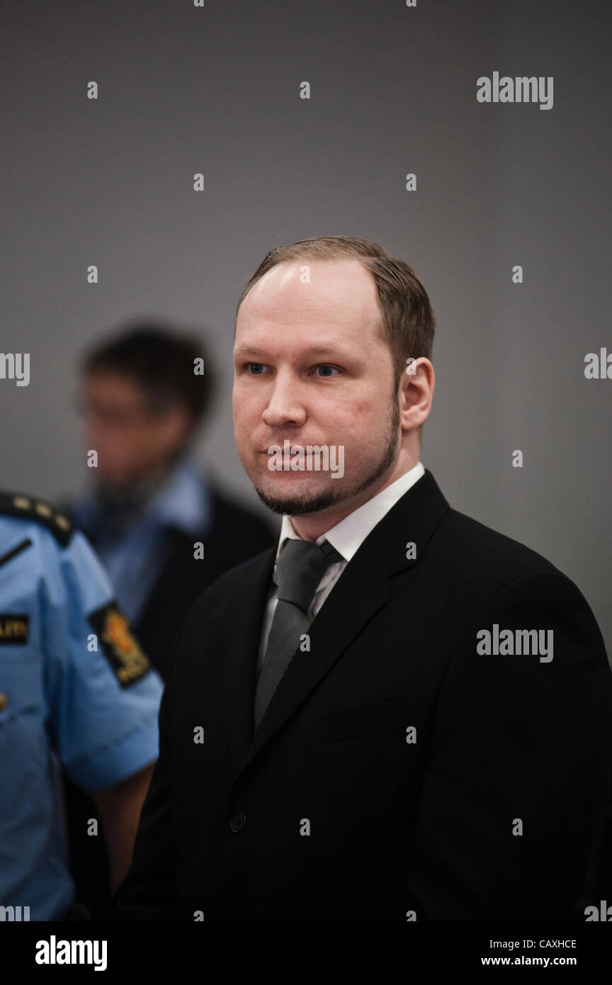 Oslo, Norway. 03 May, 2012. Terrorist Anders Behring Breivik appears in