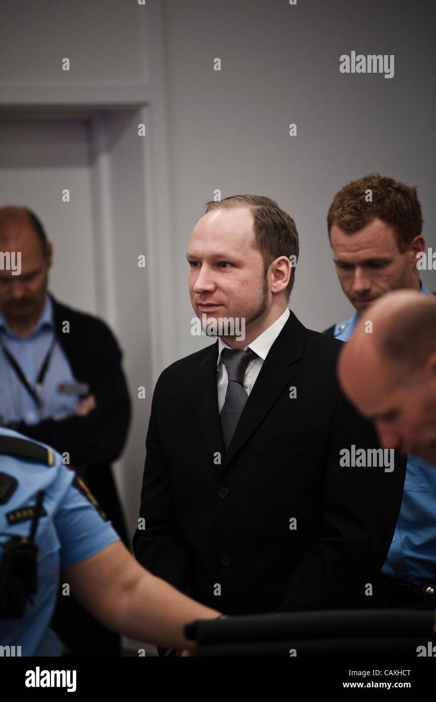 Oslo, Norway. 03 May, 2012. Terrorist Anders Behring Breivik appears in