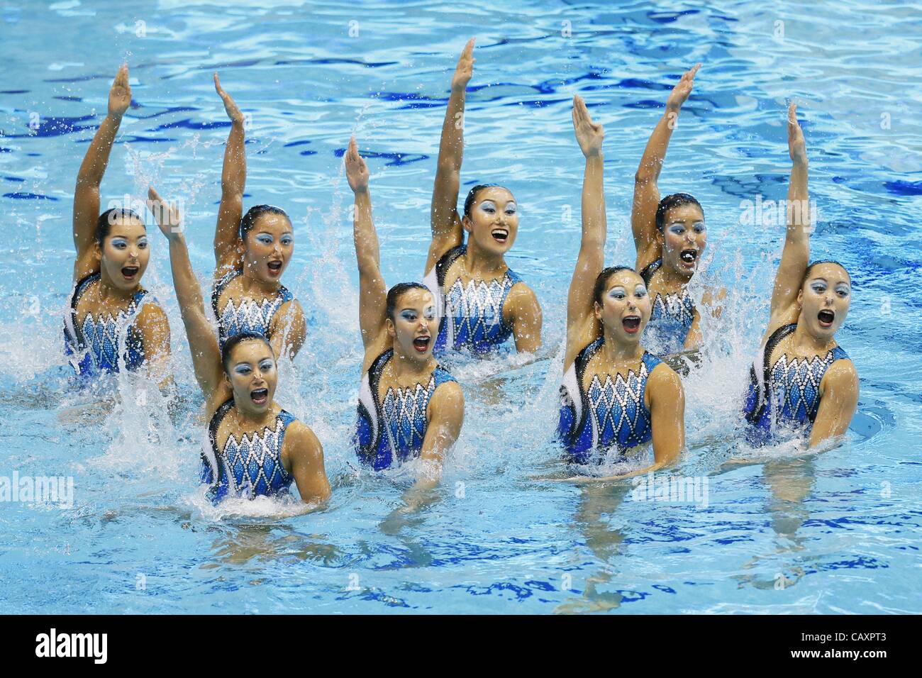 Japan National team (JPN), MAY 4, 2012 - Synchronized Swimming : Japanese Synchronized Swimming team perform during the Japan Synchronised Swimming Championships Open 2012, team technical routine at Tatumi International pool in Tokyo, Japan. (Photo by Yusuke Nakanishi/AFLO SPORT) [1090] Stock Photo