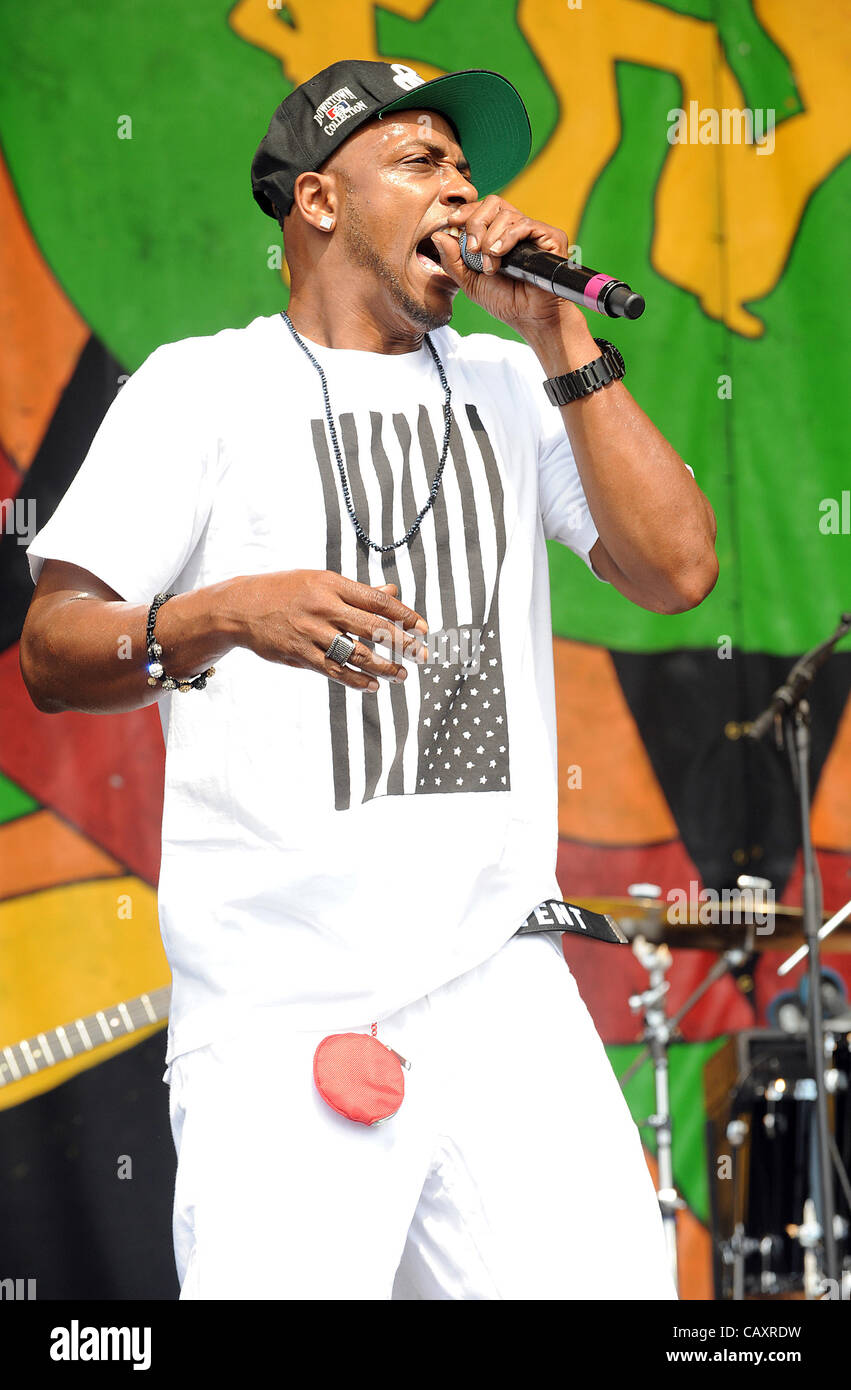 May 4, 2012 - New Orleans, Louisiana; USA - Rap Artist MYSTIKAL performs on the fifth day of the New Orleans Jazz & Heritage Festival that is taking place at the Fair Grounds Race Course located in New Orleans..  Copyright 2012 Jason Moore (Credit Image: © Jason Moore/ZUMAPRESS.com) Stock Photo